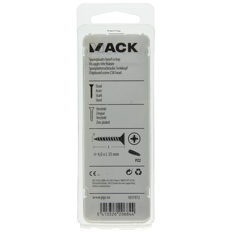 Mack 1017972 - spaanplaatschroef vz kop geelverz. 50st 4,0 x 35 mm | 5 stuks