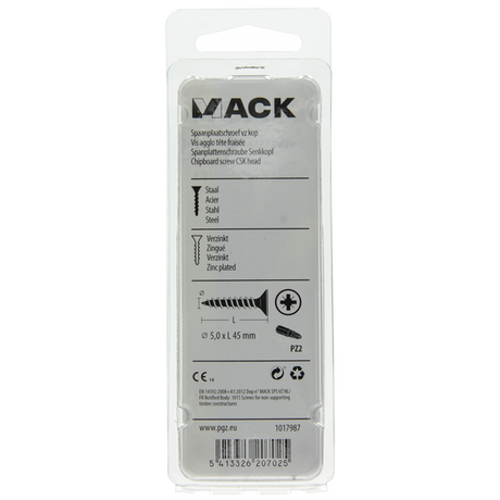Mack 1017987 - spaanplaatschroef vz kop geelverz. 27st 5,0 x 45 mm | 5 stuks