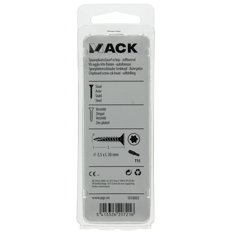 Mack 1018005 - spaanplschr.vzkop-zelfb. geelverz. 75 st 3,5 x 30 mm | 5 stuks
