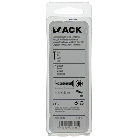 Mack 1018018 - spaanplschr.vzkop-zelfb. geelverz. 28 st 4,5 x 50 mm | 5 stuks