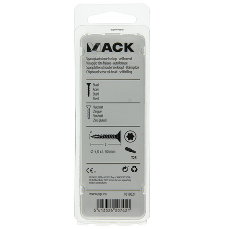 Mack 1018021 - spaanplschr.vzkop-zelfb. geelverz. 26 st 5,0 x 40 mm | 5 stuks