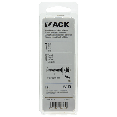 Mack 1018023 - spaanplschr.vzkop-zelfb. geelverz. 20 st 5,0 x 60 mm | 5 stuks