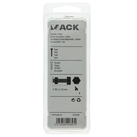 Mack 1018108 - tapbout + moer staal verzinkt 30 st m5 x 30 mm | 5 stuks