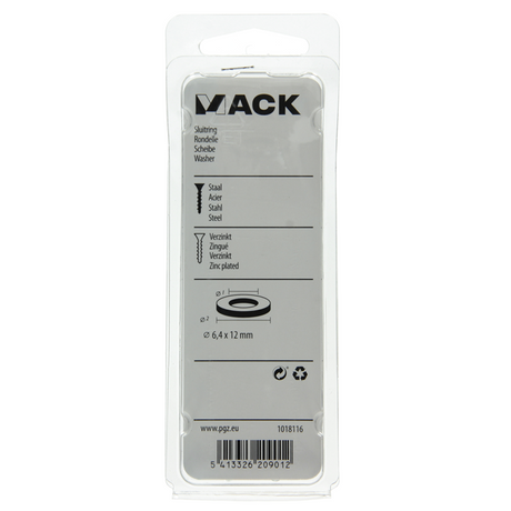 Mack 1018116 - sluitring staal verzinkt 150 st 6,4 x 12 mm | 5 stuks