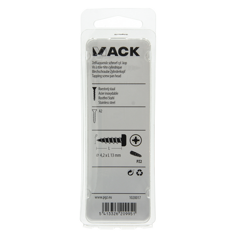 Mack 1020017 - zelftappende schroef cyl.kop a2 44 st 4,2 x 13 mm | 5 stuks