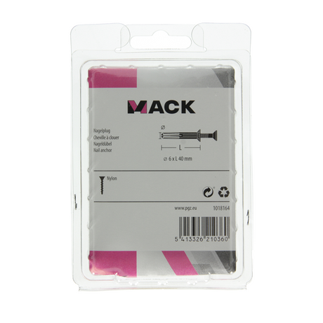 Mack 1018164 - nylon nagelplug polyamide 38 st 6 x 40 mm | 3 stuks