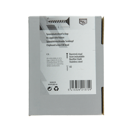 Mack 1020229 - spaanplaatschroef vz kop inox a2 200 st 3,5 x 35 mm | 2 stuks