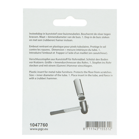 Mack 1047760 - insteekdop kunstsstof zwart ø 12 mm 4 st pcs | 6 stuks