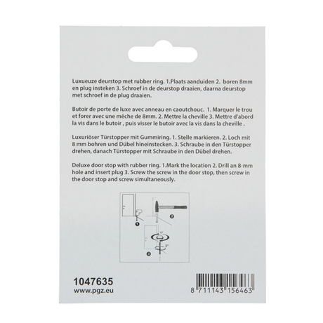 Mack 1047635 - deurstop cilindermodel inox look ø 30h25 mm 1 st pc | 6 stuks