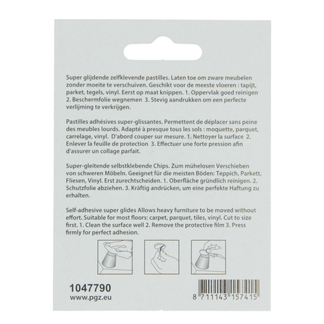 Mack 1047790 - super glijpastille zelfklevendgrijs 35x35x45 mm 4 st pcs | 12 stuks