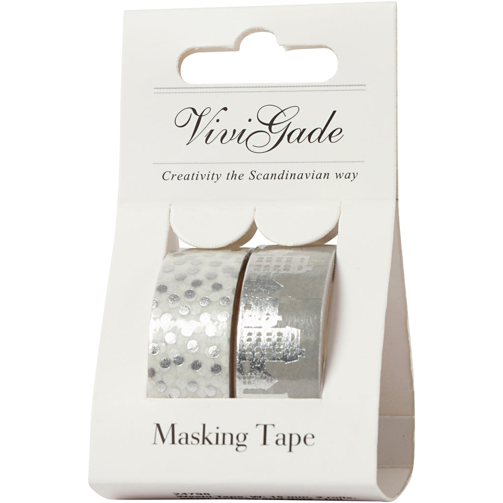 Http: www.cchobby.nl masking-tape-huizen-en-stippen-folie-b-15-mm-zilver-2x4-m-1-doos