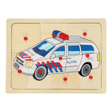 Playwood houten puzzel politie auto 9 delig hout