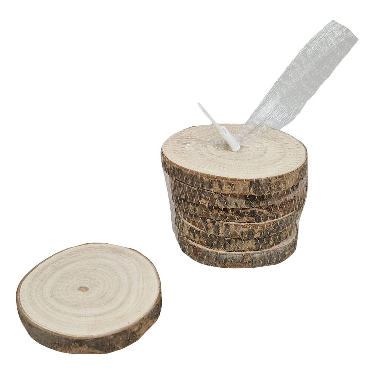 Playwood Round Coaster con corteccia di Paulownia Wood 10cm, 6st.