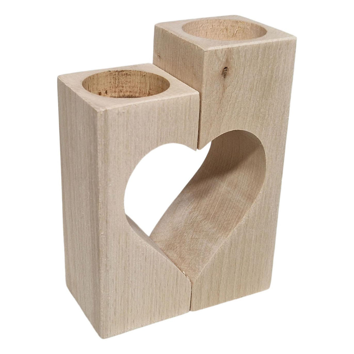 Te -lys Holder Hart Motif Beukenhout, 2dlg.