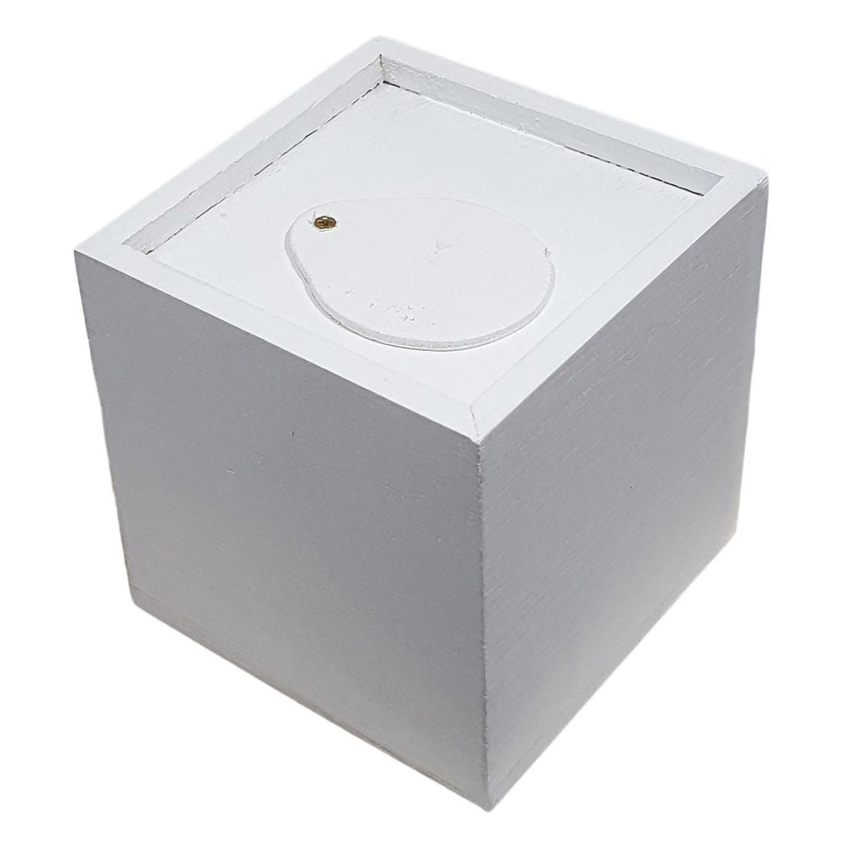 Creativ company houten spaarpot vierkant - wit - l 8,7 cm x b 8,5 cm x h 8,6 cm