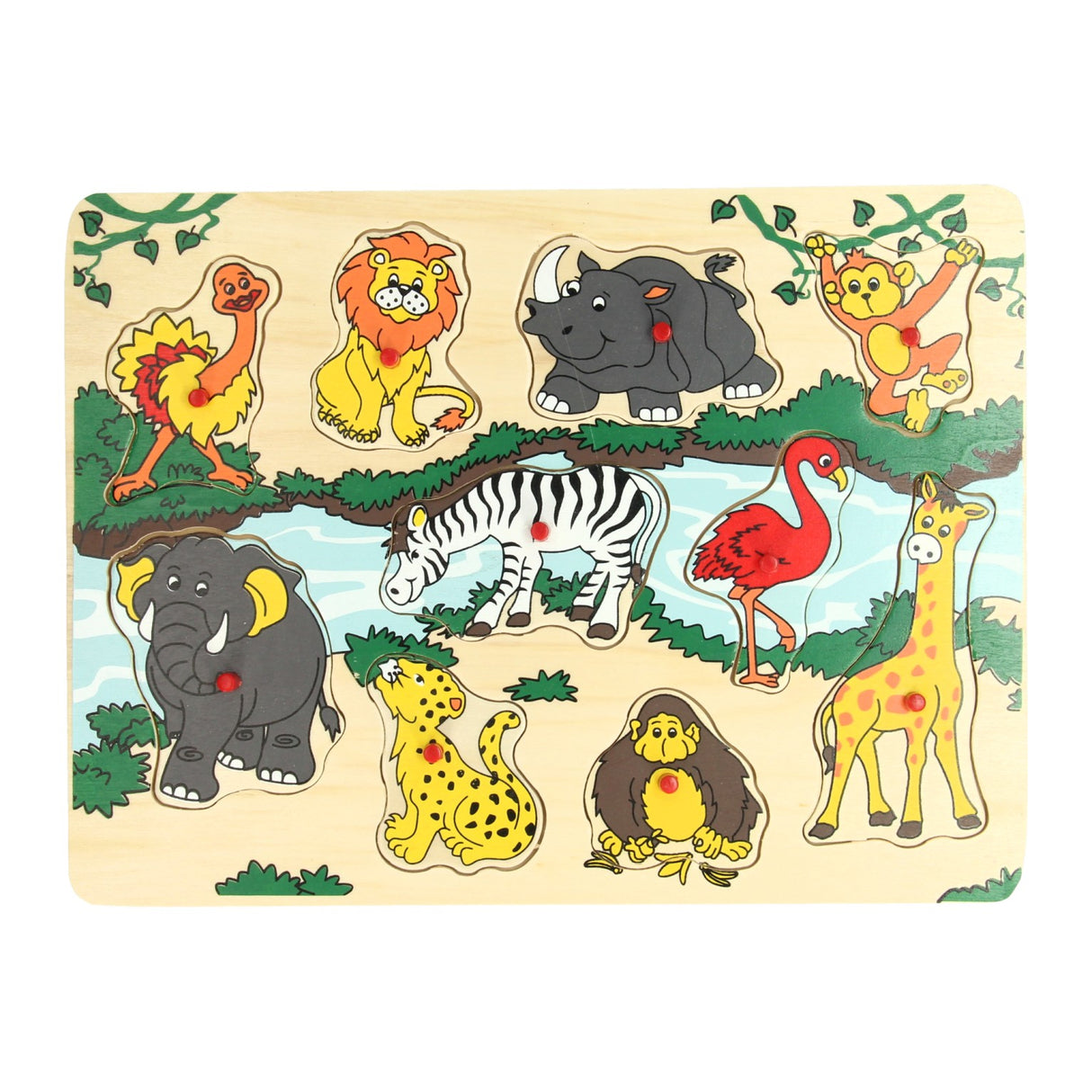 Playwood Wooden Nick Puzzle Wild Animals, 10st.