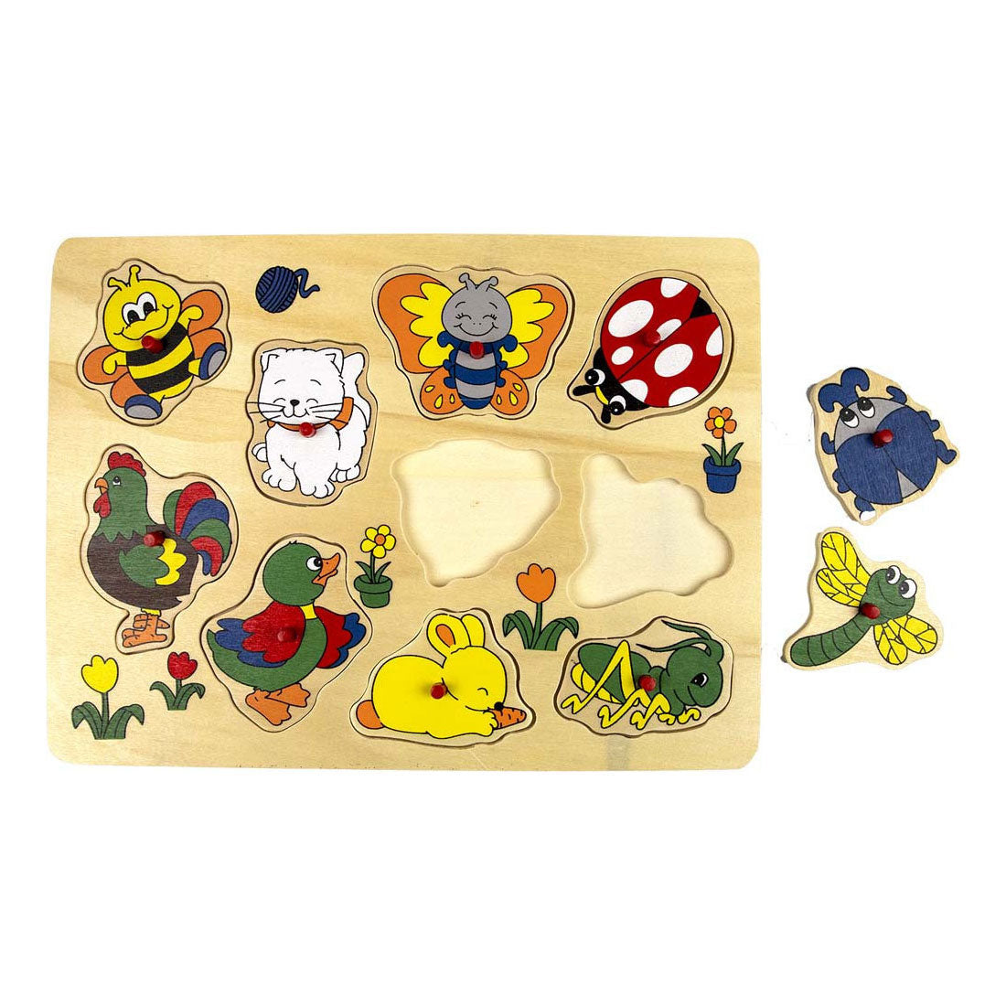 Playwood Wooden Studs Puzzle Animals Around House, 10st