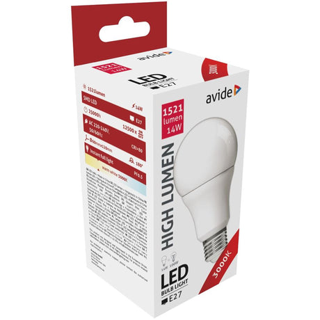 Avide led globe lamp 14w, e27 fitting 3000 kelvin warmwit 1521 lumen