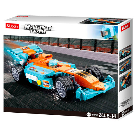 Sluban racing team race car bouwspeelgoed kinderen vanaf 6 jaar - constructiespeelgoed modelbouw - bouwdoos met 222 bouwstenen - m38-b0763