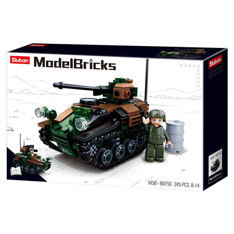 Sluban small tank wiesel awc bouwspeelgoed kinderen vanaf 8 jaar – constructiespeelgoed modelbouw – bouwdoos met 245 bouwstenen – m38-b0750