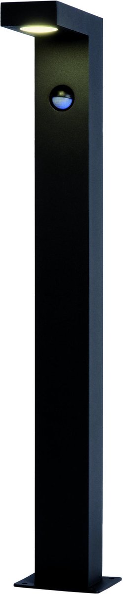 Lucide texas-ir - sokkellamp - led - 1x7w 3000k - ip54 - beweging dag nacht sensor (uitschakelbaar) - antraciet