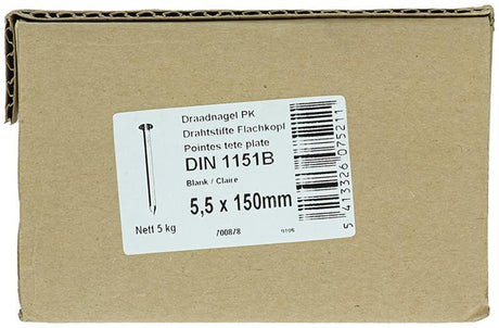 1015659 - doos 5 kg. nagels platte kop 5,5x150 mm | 2 stuks