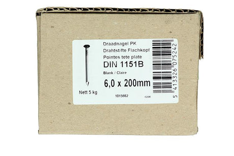 1015662 - doos 5 kg. nagels platte kop 6,5x200 mm | 2 stuks