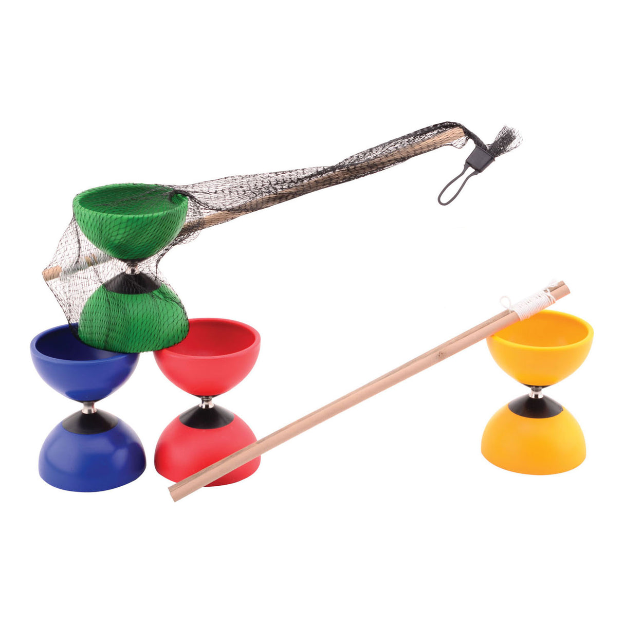 Outdoor fun diabolo gekleurd met houten stokjes