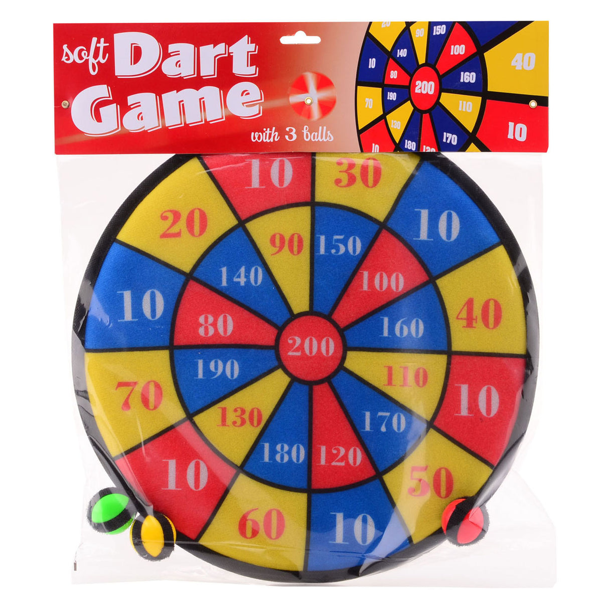 Johntoy Klittenband Dartspel met 3 Ballen, 36cm