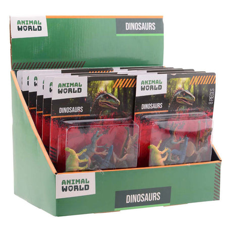Johntoy animal world - dino speelset 8-delig op kaart in display