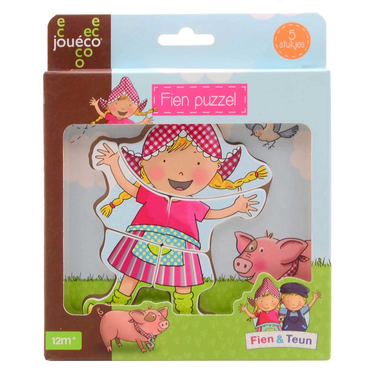 Johntoy jouéco® - fien teun houten puzzel fien 5 stukjes