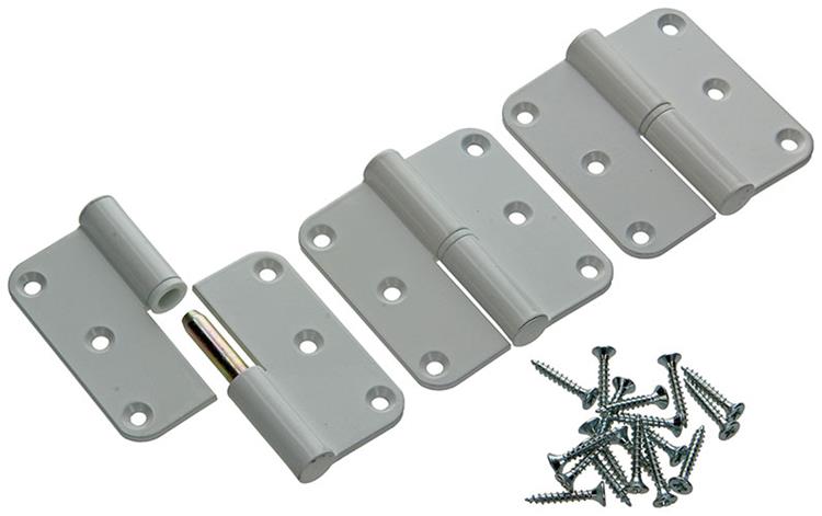 Yale 1019141 - 3 paumellen alu wit afger.hoekrechts 80x80mm | 2 stuks