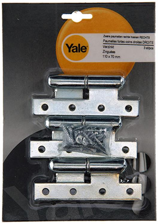 Yale 1019143 - 3 zware paumell.verz.rechte hoek rechts 110x70mm | 2 stuks