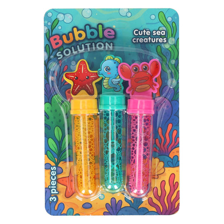 Johntoy zeedieren bellenblaas op kaart 35ml 3 stuks