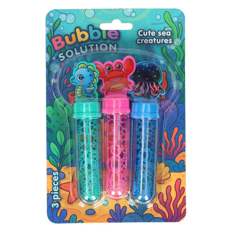 Johntoy zeedieren bellenblaas op kaart 35ml 3 stuks