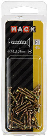 Mack 1017217 - spaanplaatschroef vz kop geelverz.45 st 3,0 x 20 mm | 10 stuks