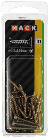 Mack 1017288 - spaanplschr.vzkop-zelfb. geelverz. 26 st 3,5 x 30 mm | 10 stuks