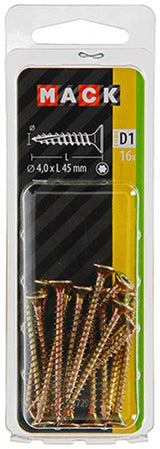 Mack 1017298 - spaanplschr.vzkop-zelfb. geelverz. 16 st 4,0 x 45 mm | 10 stuks