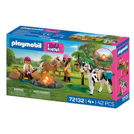 Playmobil horses paarden speelset met kampvuur en accessoires - 72132.