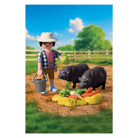 Playmobil country boerderij speelgoed boer met hangbuikzwijn 72171.