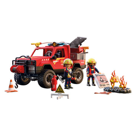 Playmobil city action brandweer pick-up terreinwagen met watersproeifunctie.