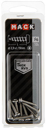 Mack 1019786 - zelftappende schroef cyl.kop a2 10 st 3,9 x 19 mm | 10 stuks