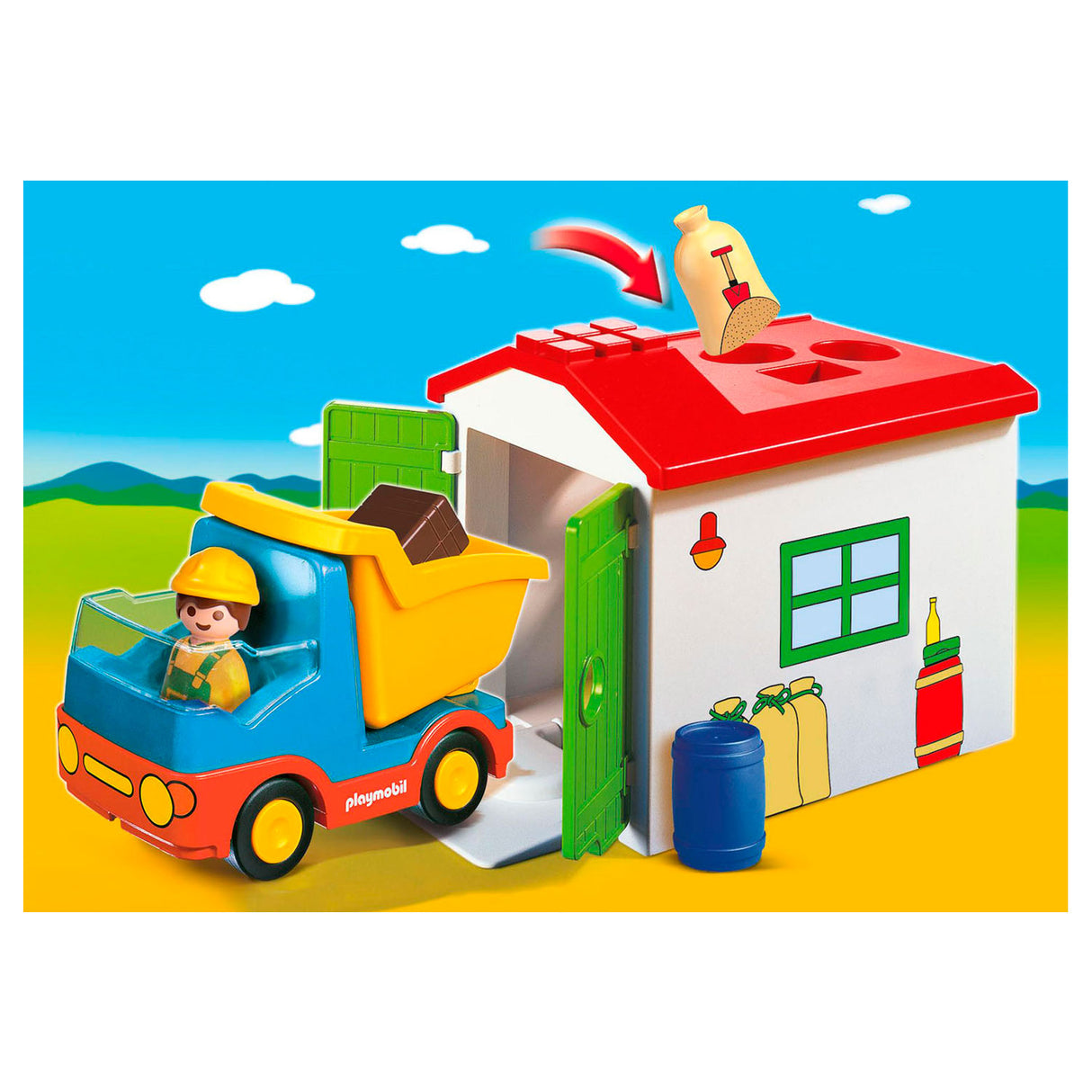 Playmobil 1.2.3. Werkman med sortering garage 70184