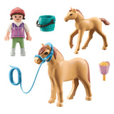 Playmobil hester eller fossefall med ponni og føll 71498