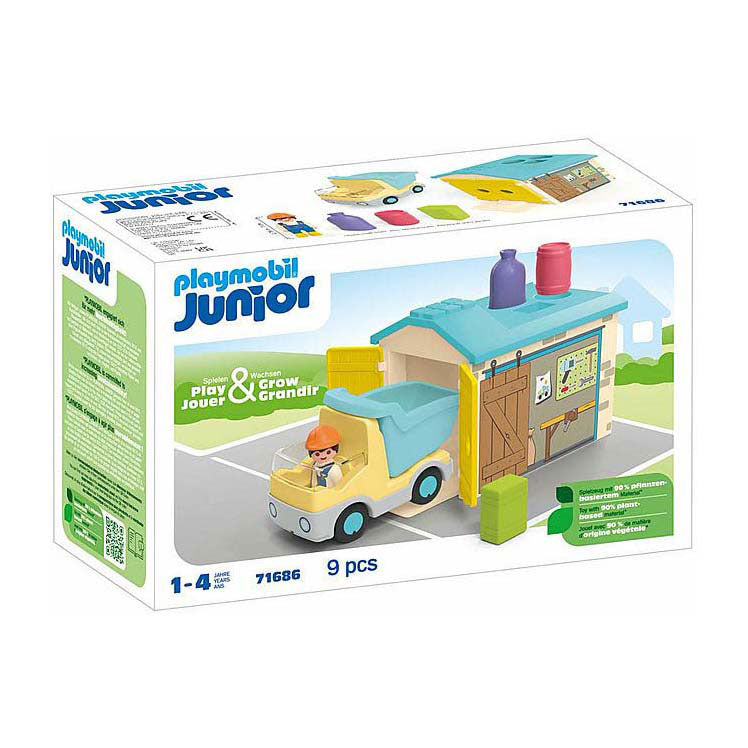 Playmobil Junior Werkman med sorteringsgarage 71686