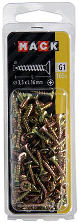 Mack 1017962 - spaanplaatschroef vz kop geelverz 165st 3,5 x 16 mm | 5 stuks