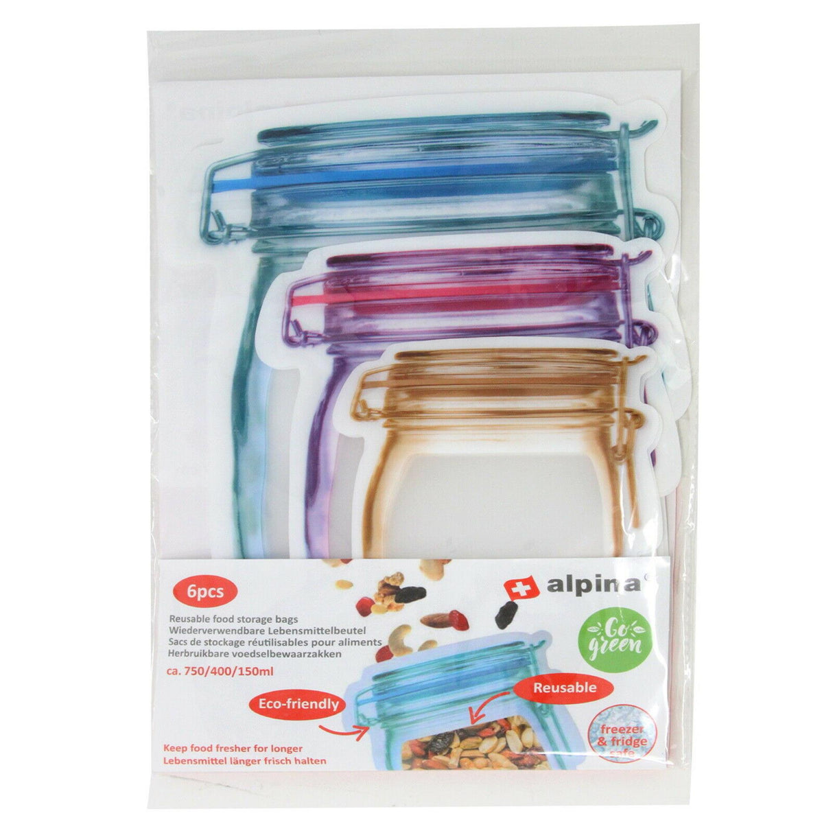 Lifetime cooking herbruikbare voedselbewaarzakken set a 6