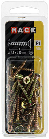 Mack 1017978 - spaanplaatschroef vz kop geelverz. 50st 4,5 x 30 mm | 5 stuks