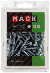Mack 1018039 - houtdraadbout staal verzinkt 32 st 6 x 40 mm | 5 stuks
