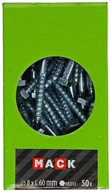 Mack 1020176 - houtdraadbout verzinkt 50 st 8 x 60 mm | 3 stuks